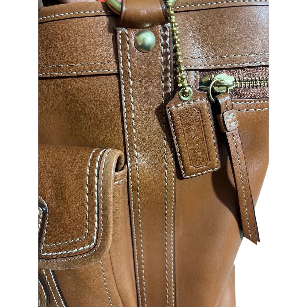 Coach Legacy Gigi Tote Shoulder Bag Whiskey leather brass turnlock pocket F12888 - Picture 5 of 11